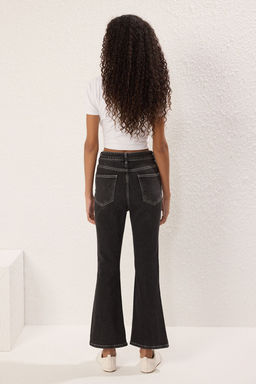 Siyah Normal Bel Crop Flare Jeans TWOSS25JE00222 - Trendyolmilla фото 4