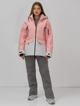 Горнолыжная куртка женская зимняя персикового цвета 7077P - Chunmai фото 8