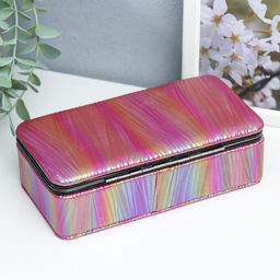 Шкатулка кожзам для украшений Полосы.Текстура. Красная переливы 6х9,8х18,5 см - Simaland фото 4