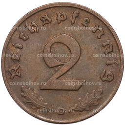 Монета 2 рейхспфеннига 1939 года D Германия