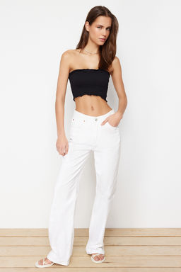 Siyah Straplez Gipeli Esnek Orme Bluz TWOSS23BZ01011