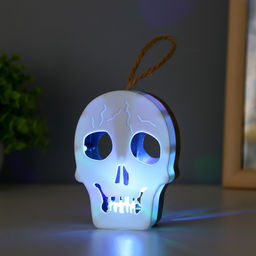 Цена за 12 шт. Фигурка световая RISALUX «Череп», LED-ночник, 1 Вт, RGB, от батареек LR1130, бело-чёрный, 9.5×4×5 см
