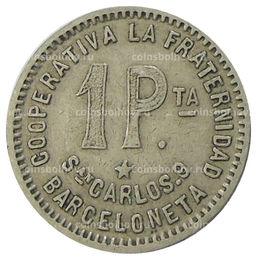 Монета 1 песета 1915 года Испания  Барселона