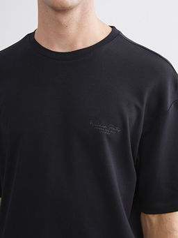 Bisiklet Yaka Bask?l? Penye Erkek Ti??rt