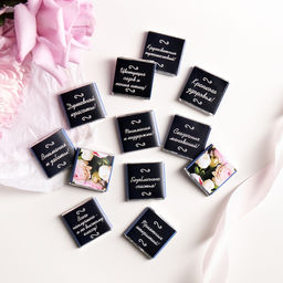 Набор 12 шоколадок Поздравляем от всей души (букет на темно-синем фоне) - 8 чудо фото 3