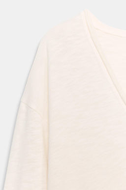 CAMISETA R?STICA MANGA LARGA / Blanco roto - Zara фото 8