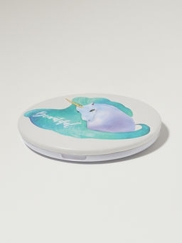 Зеркало складное «Единороги», d=7.5 см, белое, бирюзовое