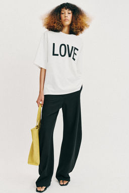 CAMISETA OVERSIZE TEXTO / Blanco