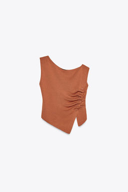 KNIT GATHERED OFF-THE-SHOULDER TOP - Zara фото 4