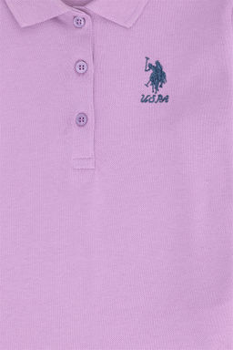 U. S. Polo Assn / Базовый свитшот сиреневого цвета с воротником-поло для девочек - U.s. polo assn фото 3