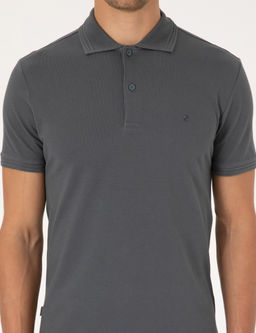 Antrasit Slim Fit %100 Pamuk K_vr_lmaz D__meli Polo Yaka Basic Ti__rt