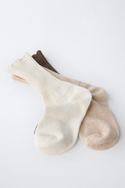 PACK TRES CALCETINES LARGOS RIZO / Beige claro - Zara фото 2