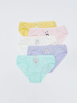 Bask?l? Pamuklu K?z ?ocuk K?lot 5li