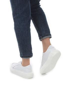 05-PDE35-1 WHITE Кроссовки женские (натуральная кожа)