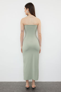 Yesil Duz Poliamid Straplez Esnek Vucuda Oturan Maxi Kalem Elbise TWOSS24EL00991 - Trendyolmilla фото 5