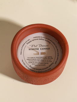 Свеча в вулканическом подсвечнике "Изгиб" персиковая 8,3х8,5х7 см