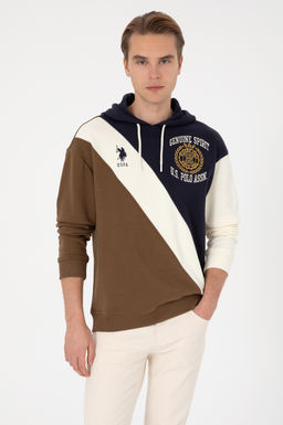 Erkek Comfort Fit Kap_lonlu Haki Sweatshirt