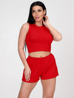 435 ЖЕНСКАЯ ПИЖАМА (шорты) (Красный) - А-дина фото 2