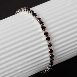 Браслет со стразами «Лёд» 1 ряд, цвет тёмно-фиолетовый в серебре, L=7 см