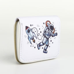 Кошелёк на молнии «Космонавт», маленький, детский, белый