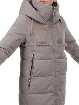 23-636 GRAY/BEIGE Пальто зимнее женское (холлоффайбер 150 гр., искусственная дубленка) - Fashion фото 2