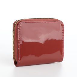 Кошелёк женский на молнии с ремешком, лакированный, коричневый