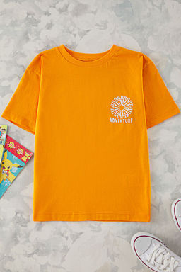 Turuncu Erkek Cocuk %100 Pamuk S?rt Bask?l? Regular Kal?p K?sa Kol Orme T-Shirt TKDSS25TS00071 - Trendyolmilla фото 2