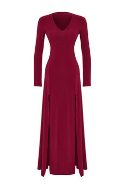 TRENDYOLMILLA Limited Edition Siyah V Yaka Skater/Belden Ac?lan Esnek Maxi Orme Elbise TWOAW25EL00299  фото 19