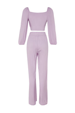 Plaj Giyim Lila Dokuma Baglama Detayl? Bluz-Pantolon Tak?m TBESS23AU00072 - Trendyolmilla фото 7