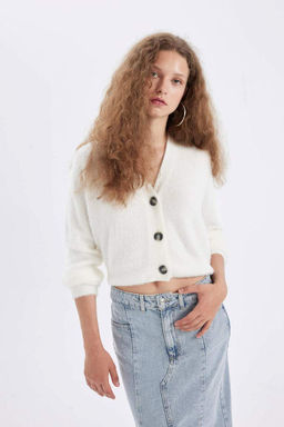 Кардиган оверсайз с V-образным вырезом - Defacto фото 4