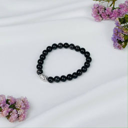 Браслет Будда из серебристого Обсидиана 17 см - Радуга самоцветов фото 2