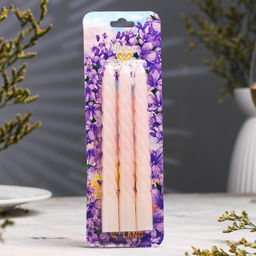 Цена за 3 шт. Набор свечей витых, 1.5×15 см, 3 шт., белый блистер