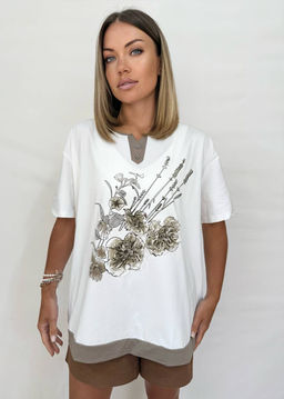 K12872 Футболка OVER SIZE БЕЖЕВЫЙ