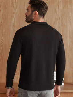 Лонгслив с воротником поло на пуговицах из премиального хлопка с эластаном