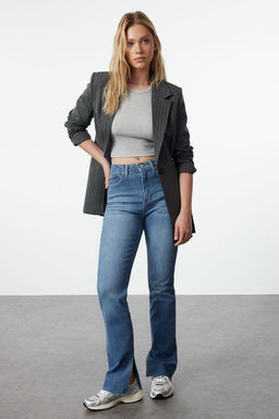 TRENDYOLMILLA Siyah Y?rtmacl? Yuksek Bel Flare Jeans TWOAW22JE0382  фото 16