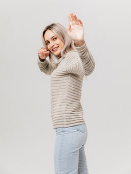 Джемпер 100% лен - Синий лен фото 8