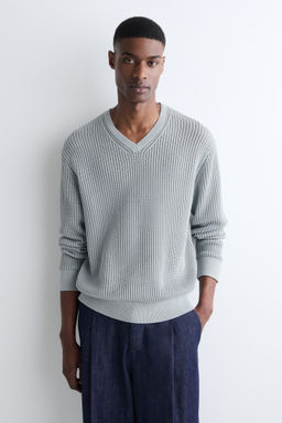 JERSEY DE ALGOD?N PUNTO ESCALERA CUELLO DE PICO - H&m фото 2