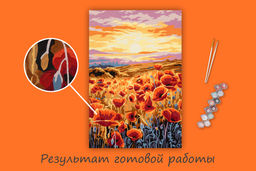 ФРЕЯ PNB/PS-309 Набор для раскрашивания по номерам 30 х 20 см Маковое поле на закате фото 6