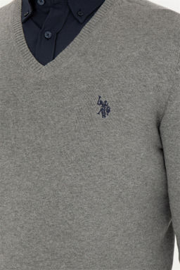 Мужской серый меланжевый базовый свитер - U.s. polo assn фото 7