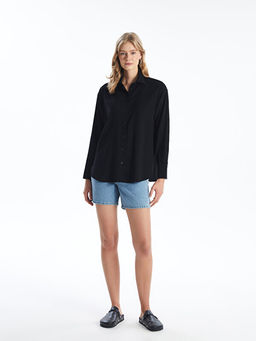 D?z Uzun Kollu Oversize Kad?n G?mlek