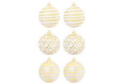 Набор 6 новогодних шаров 8*8 см Золотой винтаж шампань с эффектом старины - Elan gallery фото 4