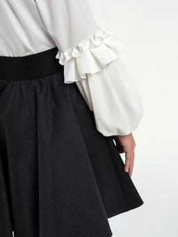 Молочная трикотажная школьная блузка для девочек Mooriposh, модель 06218  фото 8