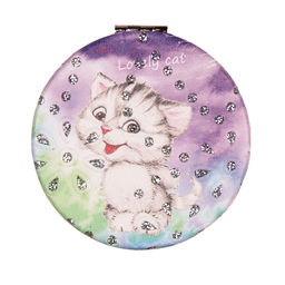 Зеркало карманное 7 см / GT358 /уп 50/300/ кожзам стразы