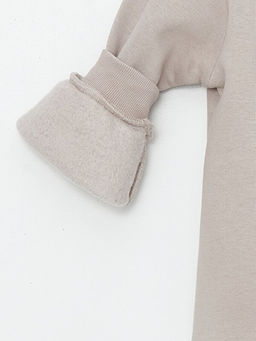 Bisiklet Yaka Kal?n Bask?l? K?z Bebek Sweatshirt