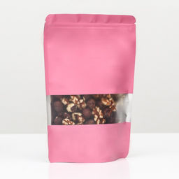 Цена за 100 шт. Пакет дой-пак, матовый, розовый с окном, 14×20×4 см