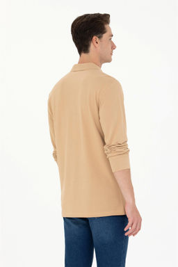 U. S. Polo Assn Мужская базовая толстовка с воротником-поло песочного цвета - U.s. polo assn фото 5