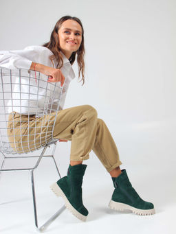 Ботинки EDART 233.1541 be. Зеленый замша/байка - Ed'art фото 3