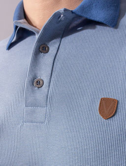 Поло Vilatte из хлопка темно-голубое  фото 6