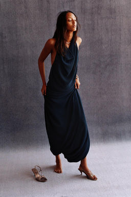 LIMITED EDITION HALTER VOLUME HEM LONG DRESS
