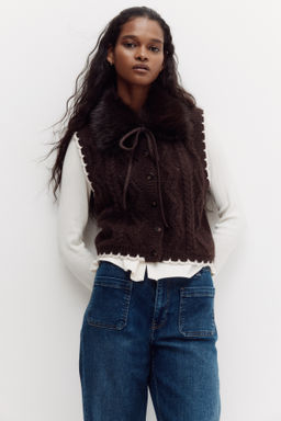 Chaleco en punto trenzado con cuello - H&m фото 2